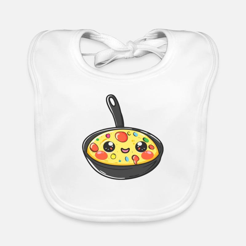 Cute Pan Scrambled Eggs Comic Organic Baby Bibs