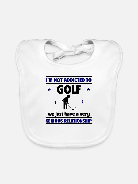 I'm not addicted to golf - Organic Baby Bibs - white - Front