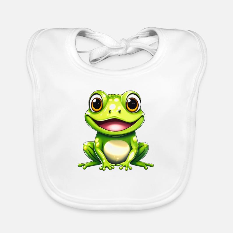 Grenouille Grenouille verte Frog - Bavoir bio Bébé - blanc