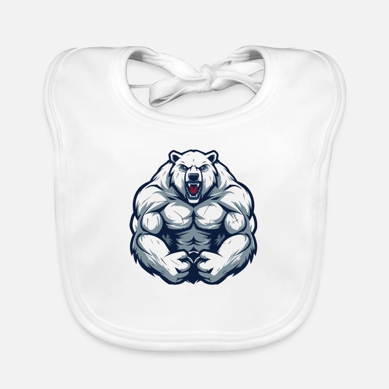 Polar Bear Comic Workout Organic Baby Bibs
