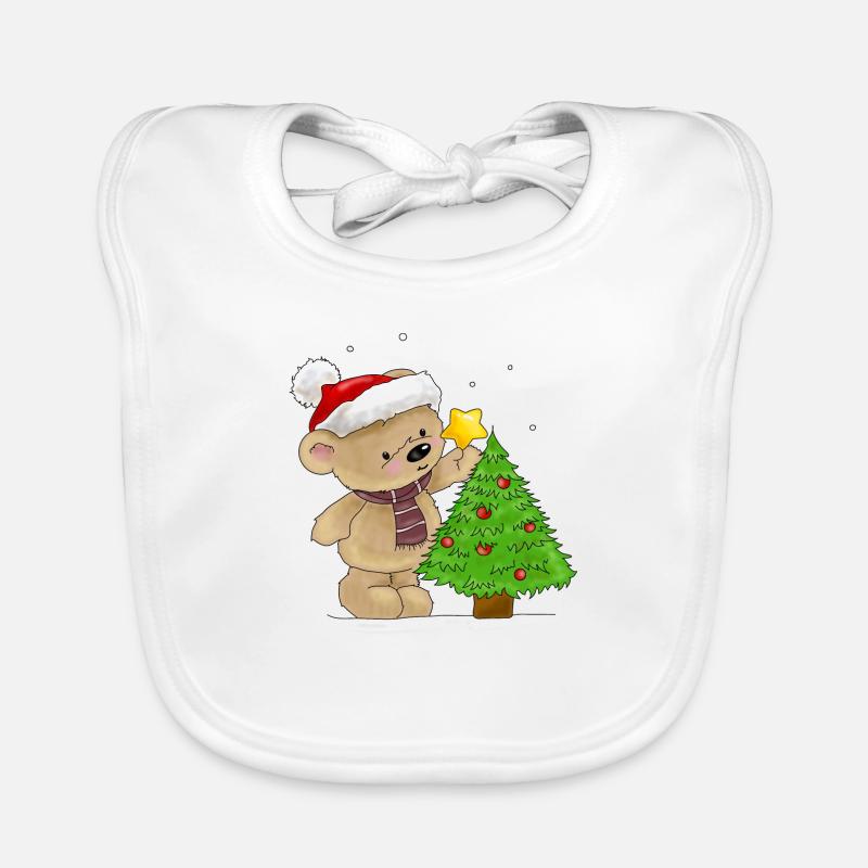 L’ours décore le sapin de Noël Bavoir bio Bébé