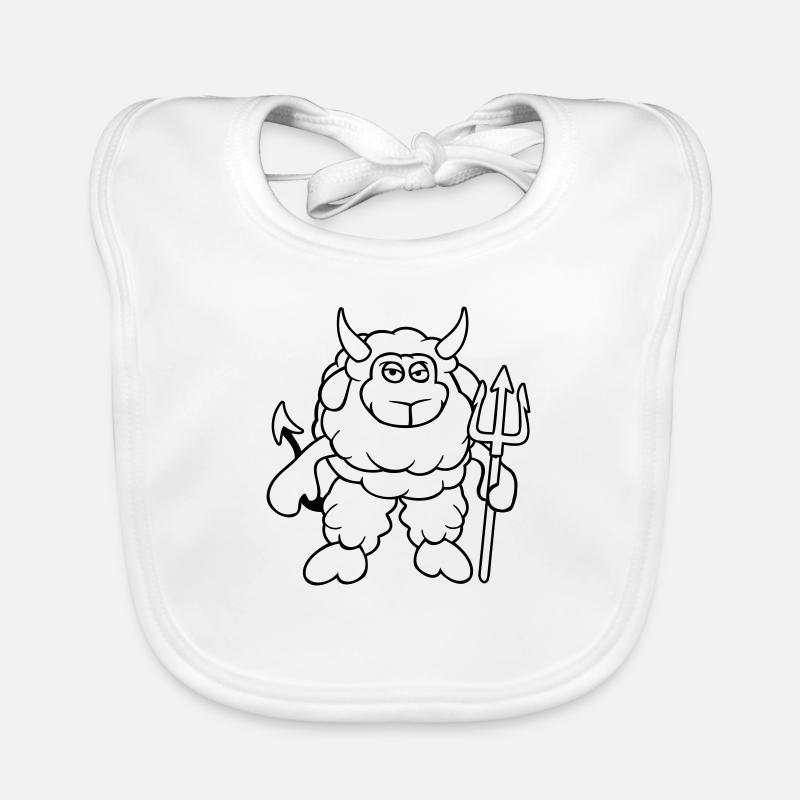 Sheep Devil Satan Hell Evil Trident Horns Cool Organic Baby Bibs