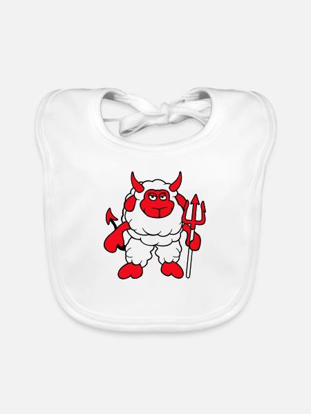 Mouton Diable Satan Enfer Mal Trident Cornes Cool - Bavoir bio Bébé - blanc - Devant