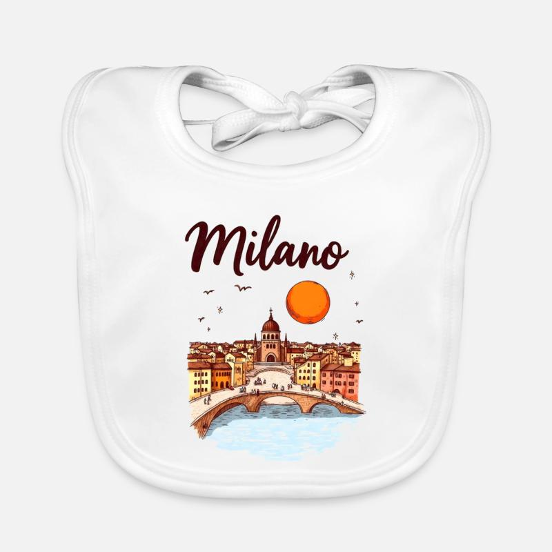 Milan Skyline – la métropole italienne de la mode et du design - Bavoir bio Bébé - blanc
