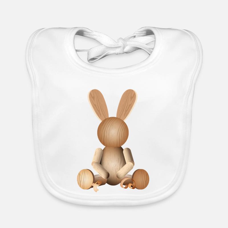 Illustrative wood look – charming rabbit figure Organic Baby Bibs