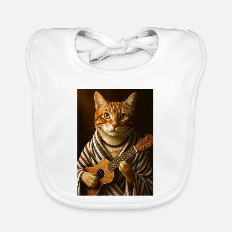 Ukulele Cat Organic Baby Bibs