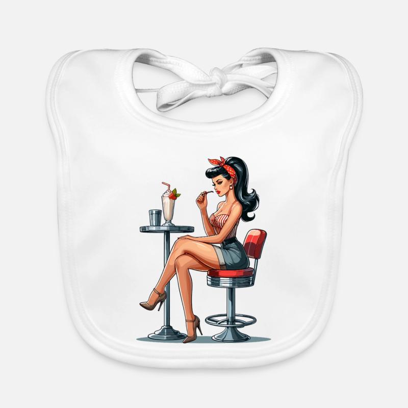 Milkshake Rockabilly Pin Up Gift Organic Baby Bibs