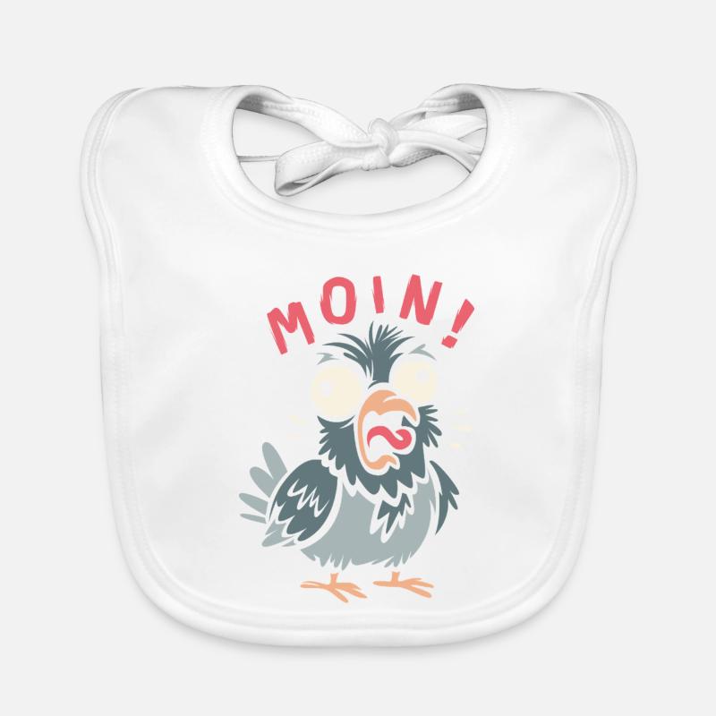 MOIN! Lustige Taube Comic Design Shirt - Baby Bio-Lätzchen - Weiß