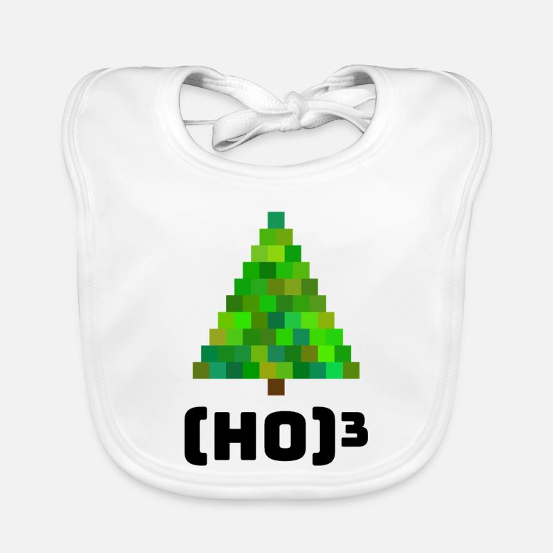 Pixelated Christmas Tree Illustration Organic Baby Bibs