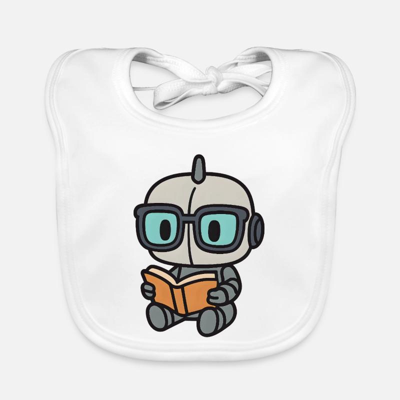 Geek Roboter mit Brille und Buch Baby Bio-Lätzchen