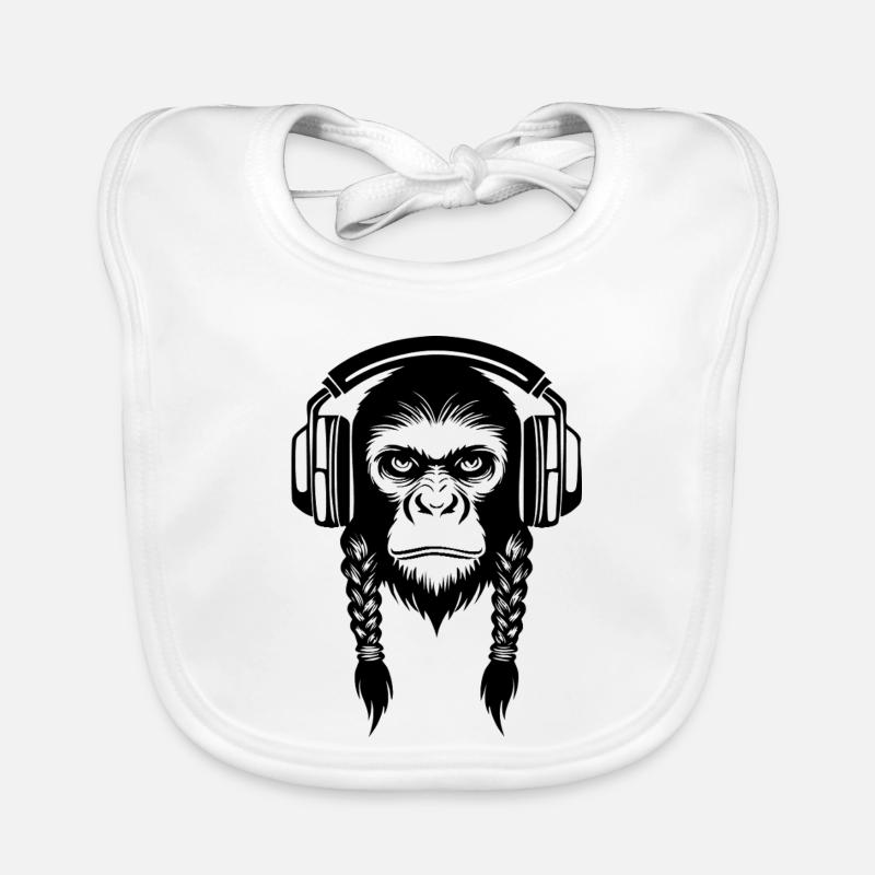 Turntable Monkey Head Vinyl Lover Edition Shirt Organic Baby Bibs