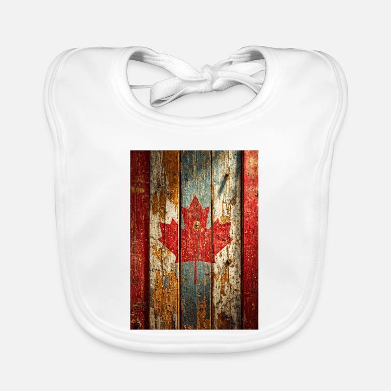 Drapeau rustique en érable sur bois patiné, drapeau canadien Bavoir bio Bébé