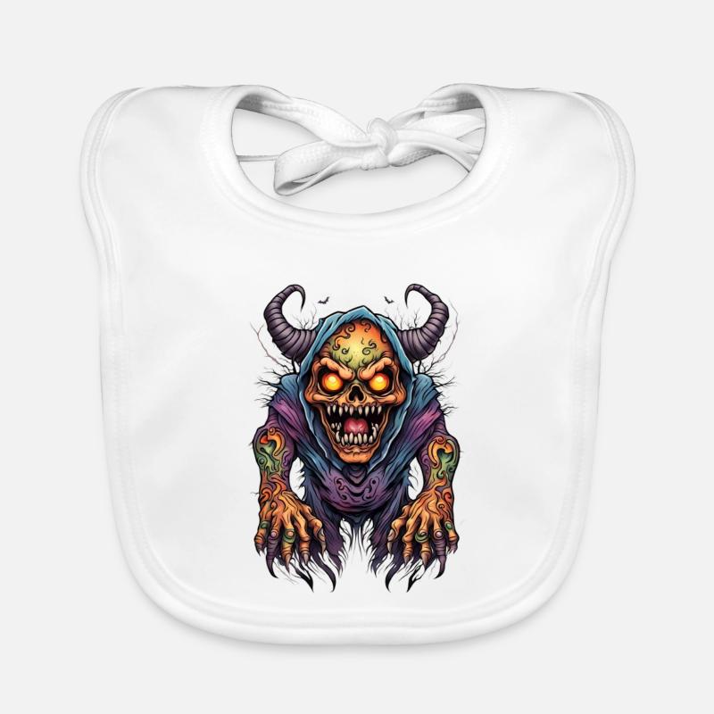 Corrupted Demon with Flame Eyes Organic Baby Bibs
