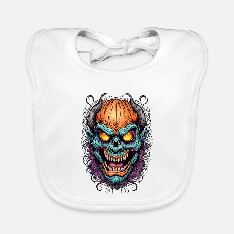 Dämonische Neonmaske - Baby Bio-Lätzchen - Weiß
