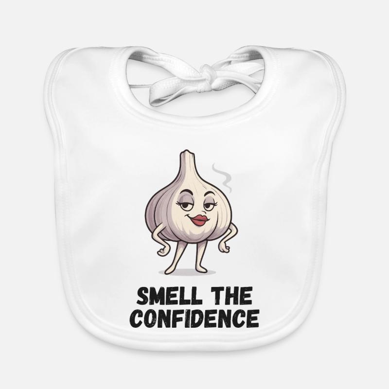 Knoblauch Selbstvertrauen Cartoon Dame Garlic - Baby Bio-Lätzchen - Weiß