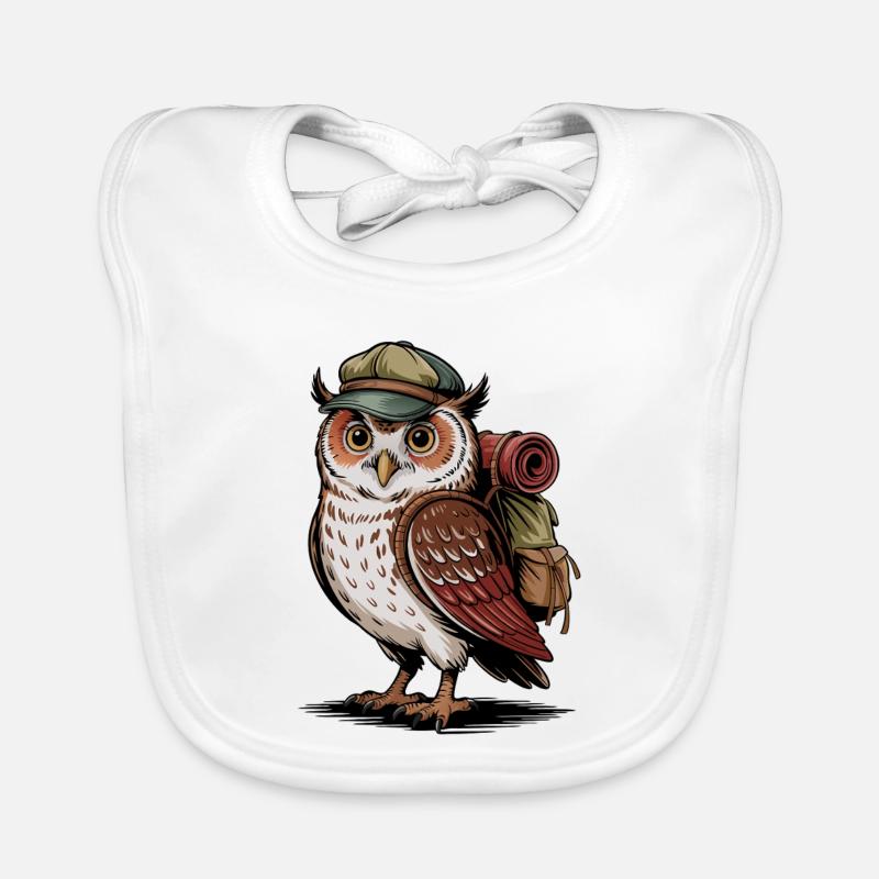 Wandernde Eule mit Rucksack Baby Bio-Lätzchen