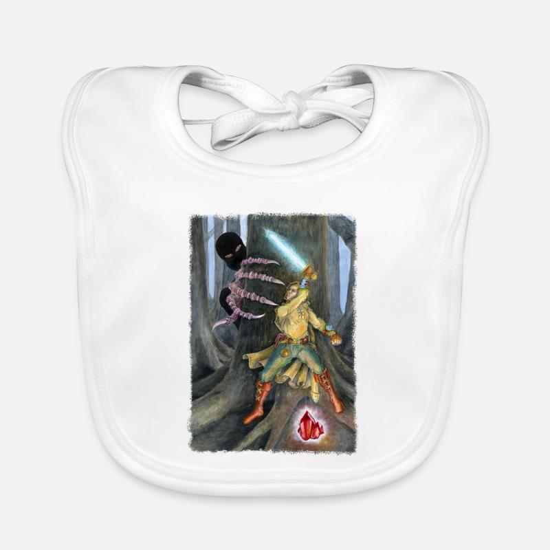 Fantasy Hero Battling Shadow Creature Organic Baby Bibs