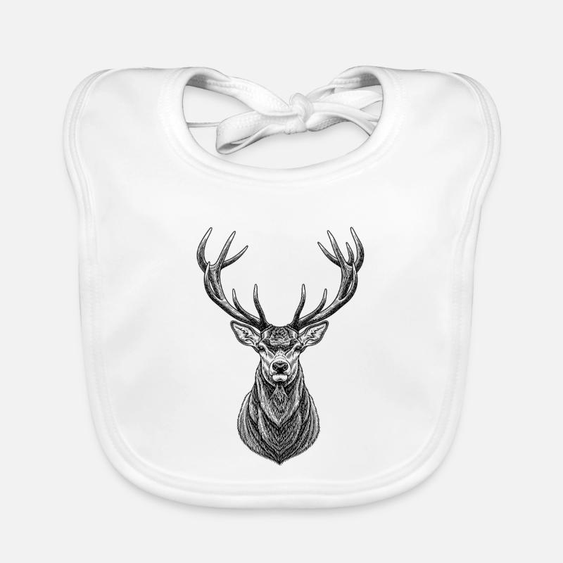 Hirsch Geweih | Jäger Wald & Natur Geschenk - Baby Bio-Lätzchen - Weiß