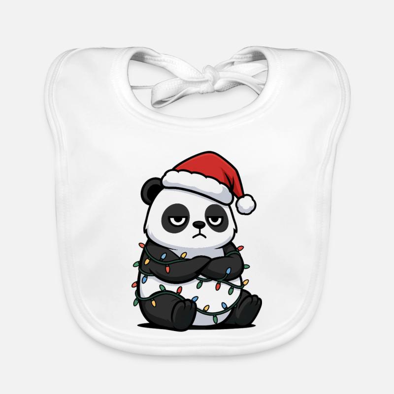 Panda Christmas clumsy Santa grumpy funny Organic Baby Bibs