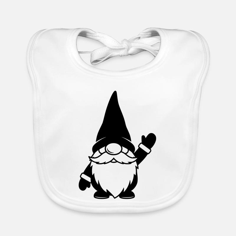 Funny gnome waving illustration Organic Baby Bibs