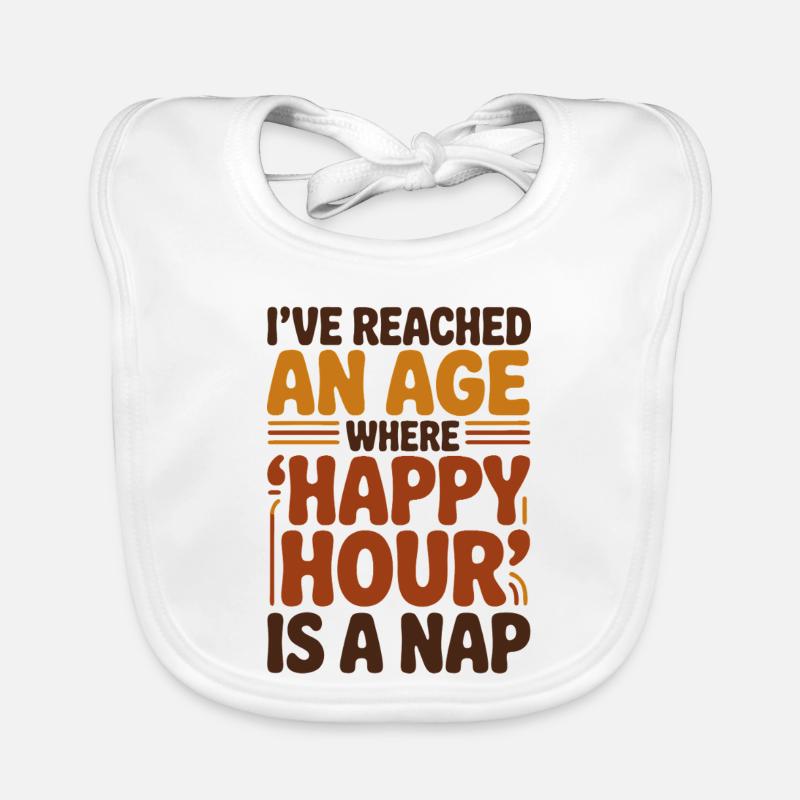 Happy Hour Is A Nap Funny Getting Old Aging Humor Organic Baby Bibs