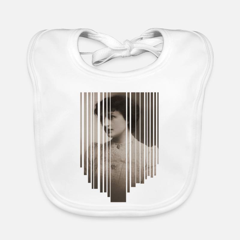 Vintage Portrait with Barcode Stripe Organic Baby Bibs