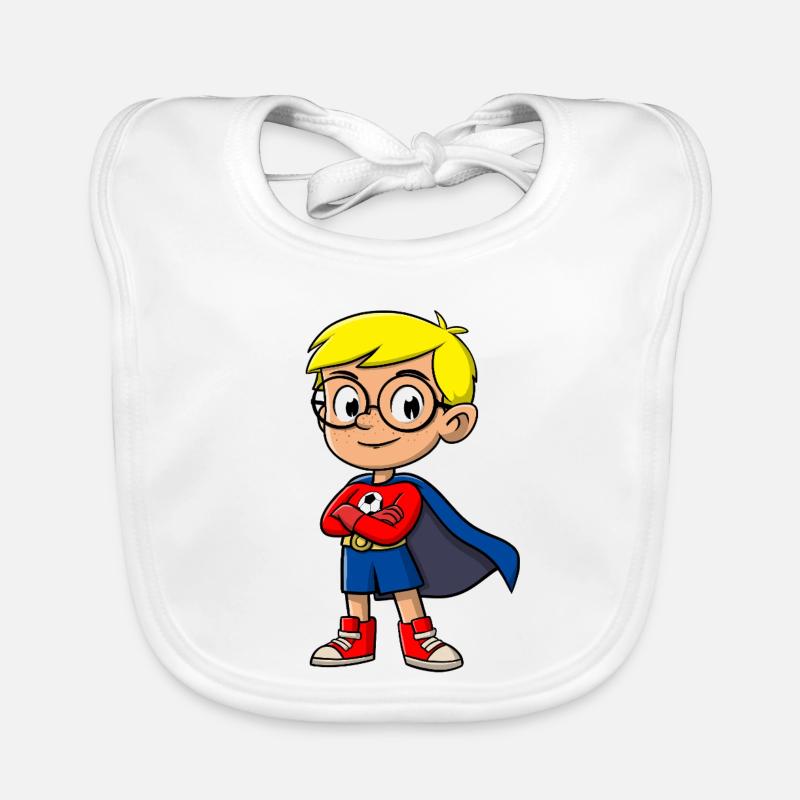 Kleiner Superheld mit Brille - Baby Bio-Lätzchen - Weiß