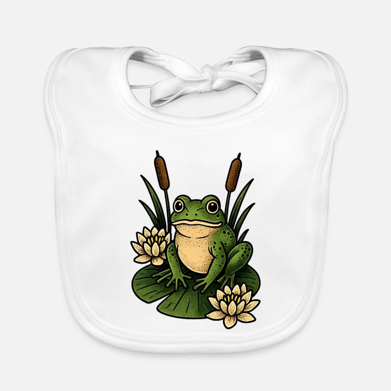Grenouille verte sur nénuphar Bavoir bio Bébé