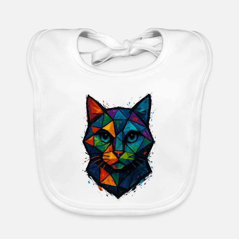 Cat Low Poly – geometrisches Mesh-Polygon-Kunstdesign Baby Bio-Lätzchen
