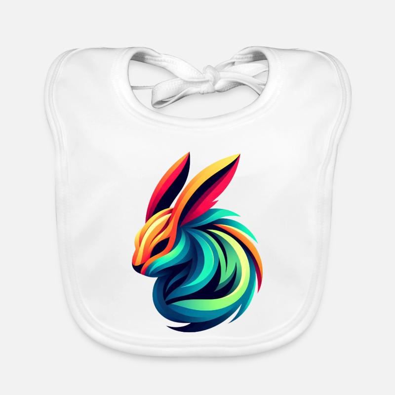 Lapin Couleur Éclatante - Bavoir bio Bébé - blanc