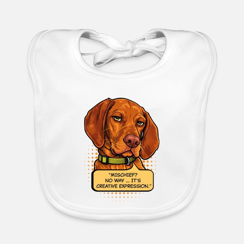 Funny Vizsla Mischief Dog – Creative Expression Organic Baby Bibs