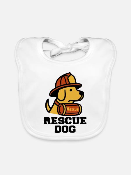 Logo du chien de secours des chiens de pompiers - Bavoir bio Bébé - blanc - Devant