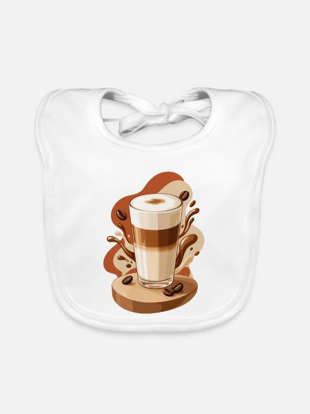 Cremiger Latte für Kaffeefans  - Baby Bio-Lätzchen - Weiß - Vorne