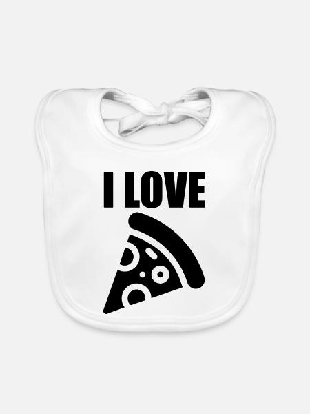 Ich liebe Pizza - Baby Bio-Lätzchen - Weiß - Vorne