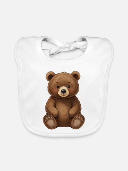 Niedlicher Bär Teddybär Geschenk  - Baby Bio-Lätzchen - Weiß - Vorne