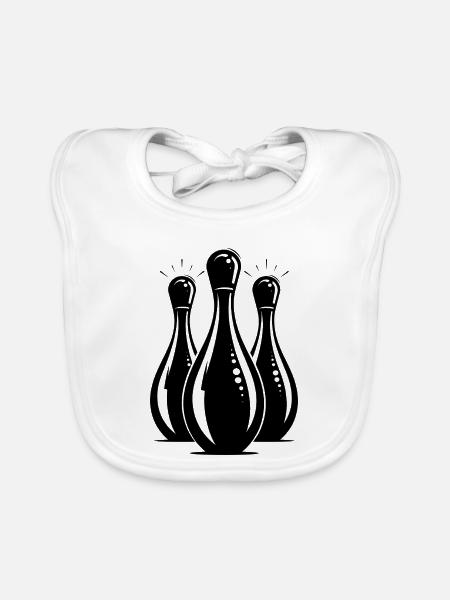 Bowling Grafik - Baby Bio-Lätzchen - Weiß - Vorne