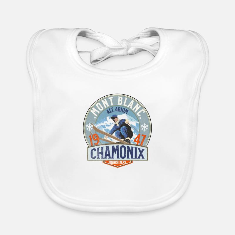 Mont Blanc Chamonix vintage - Bavoir bio Bébé - blanc