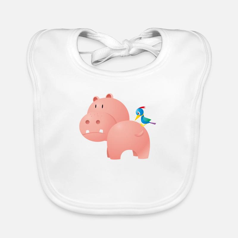 Nilpferd mit Vogel Baby Bio-Lätzchen