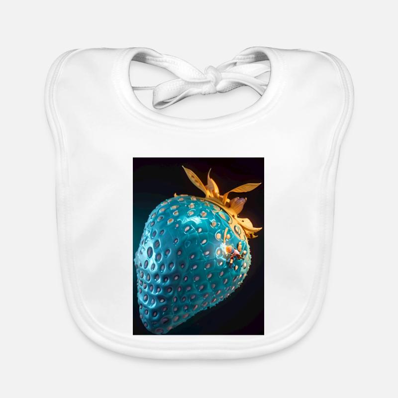 Strawberry, technical, high-tech, illustration, blue Organic Baby Bibs