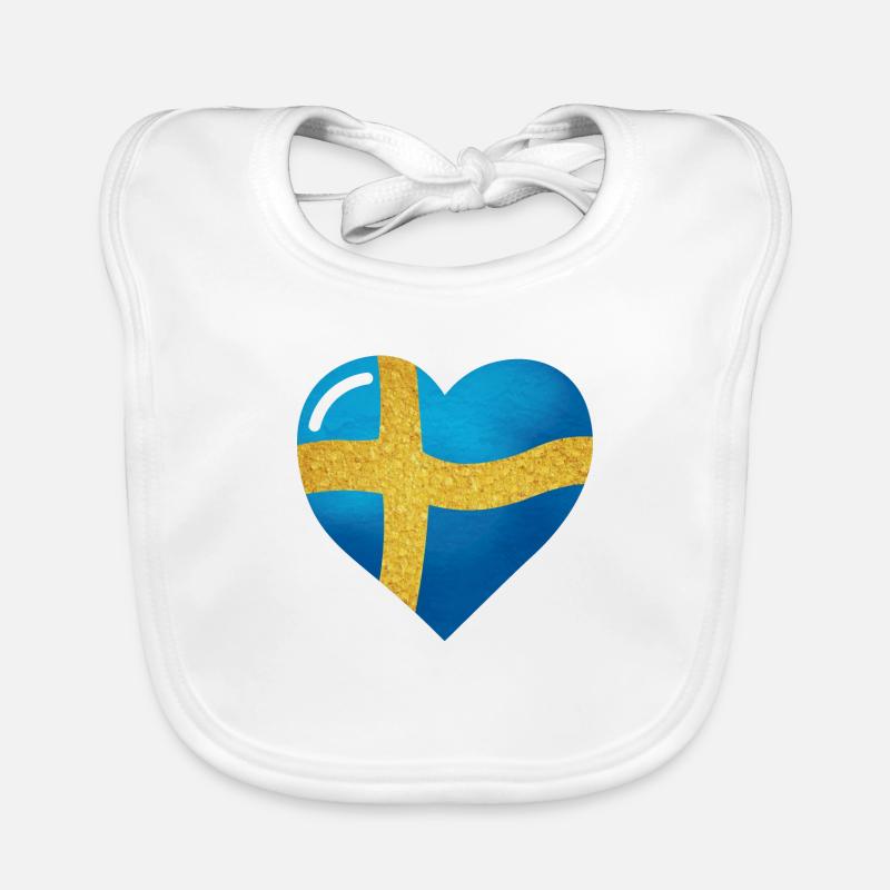 Sveriges flagga, le drapeau de la Suède en forme de Bavoir bio Bébé