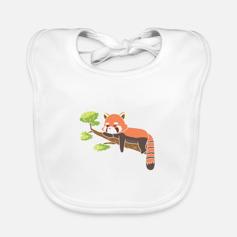 Ein roter Panda schläft auf einem Ast. - Baby Bio-Lätzchen - Weiß