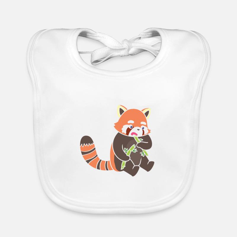 Un panda rouge mange du bambou. - Bavoir bio Bébé - blanc