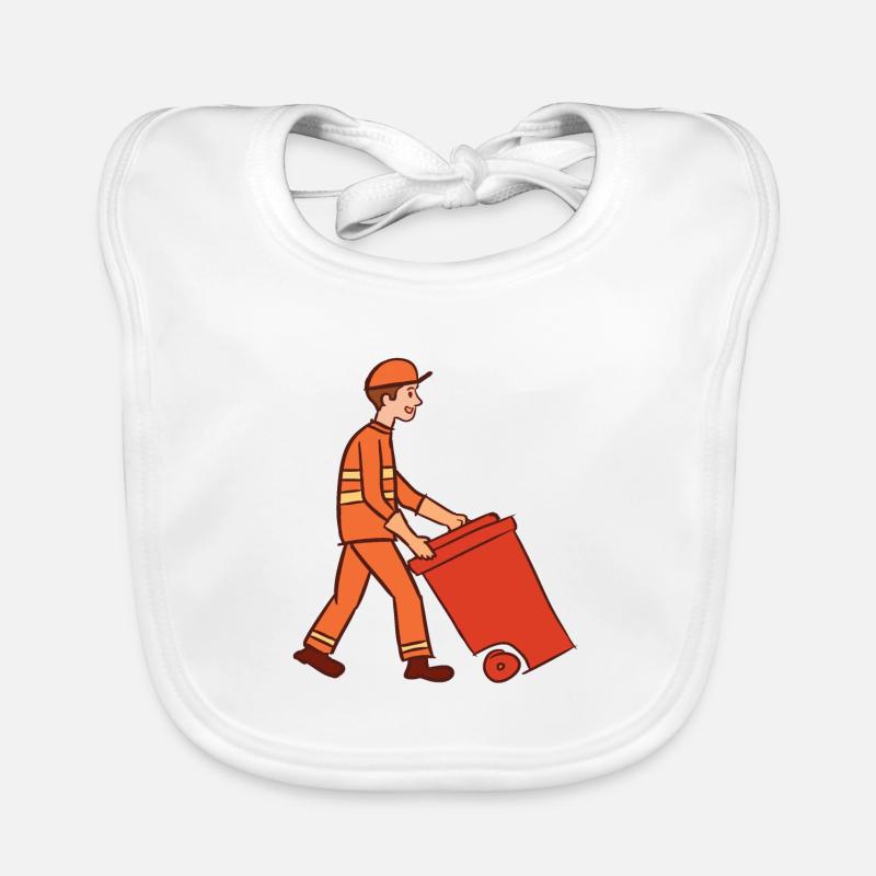 Garbage man & garbage can. Street cleaner. Garbage collection. Organic Baby Bibs