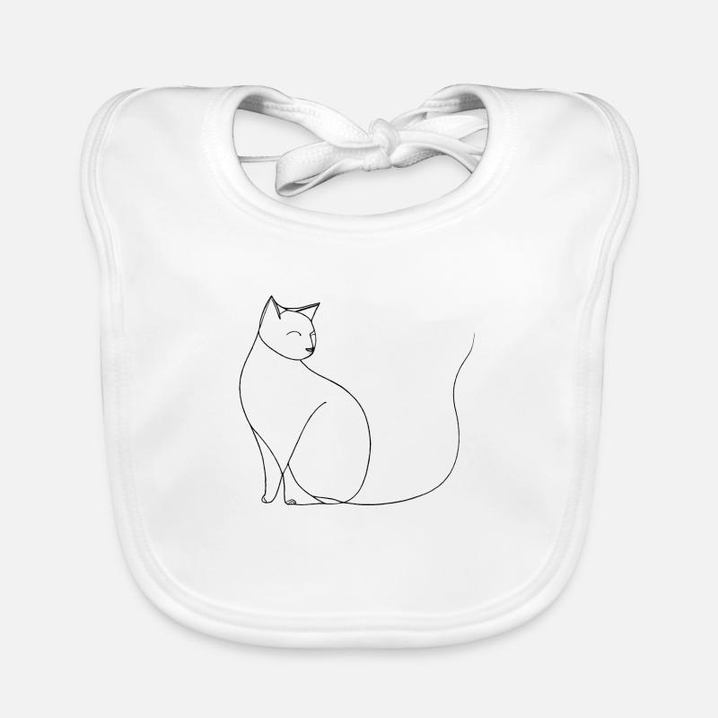Minimalistic cat fine line art on white background Organic Baby Bibs