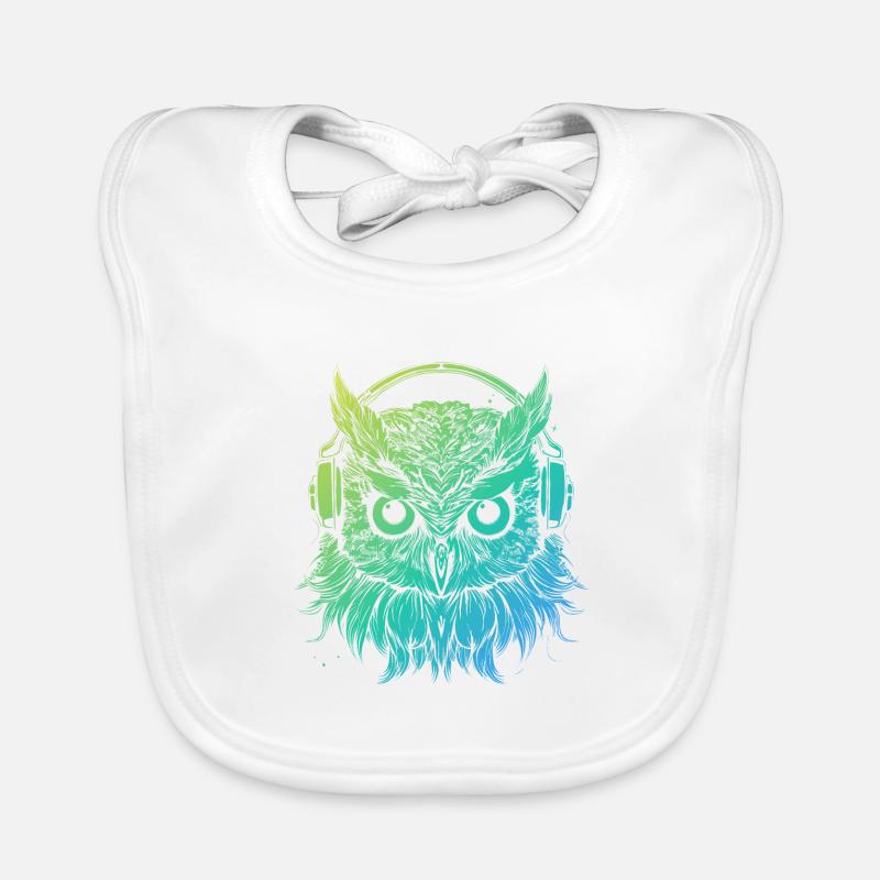 Eule Nachteule Techno Party Tier Kopfhörer DJ Rave Baby Bio-Lätzchen