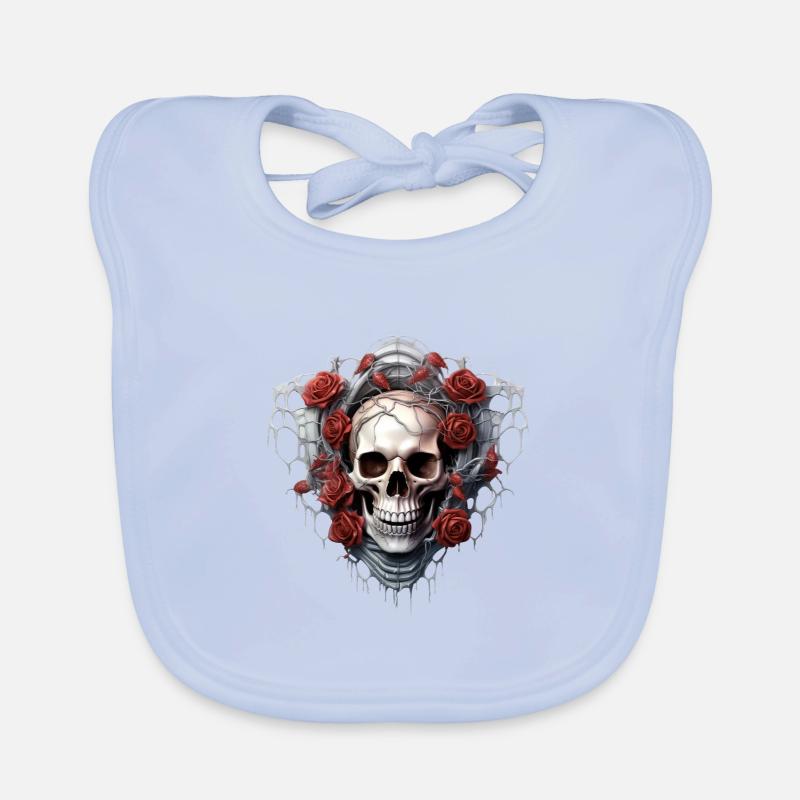 Gothique crâne Roses Art mode graphique Bavoir bio Bébé