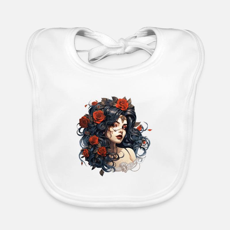 Schöne Gothic-Rosenkönigin-Illustration Baby Bio-Lätzchen