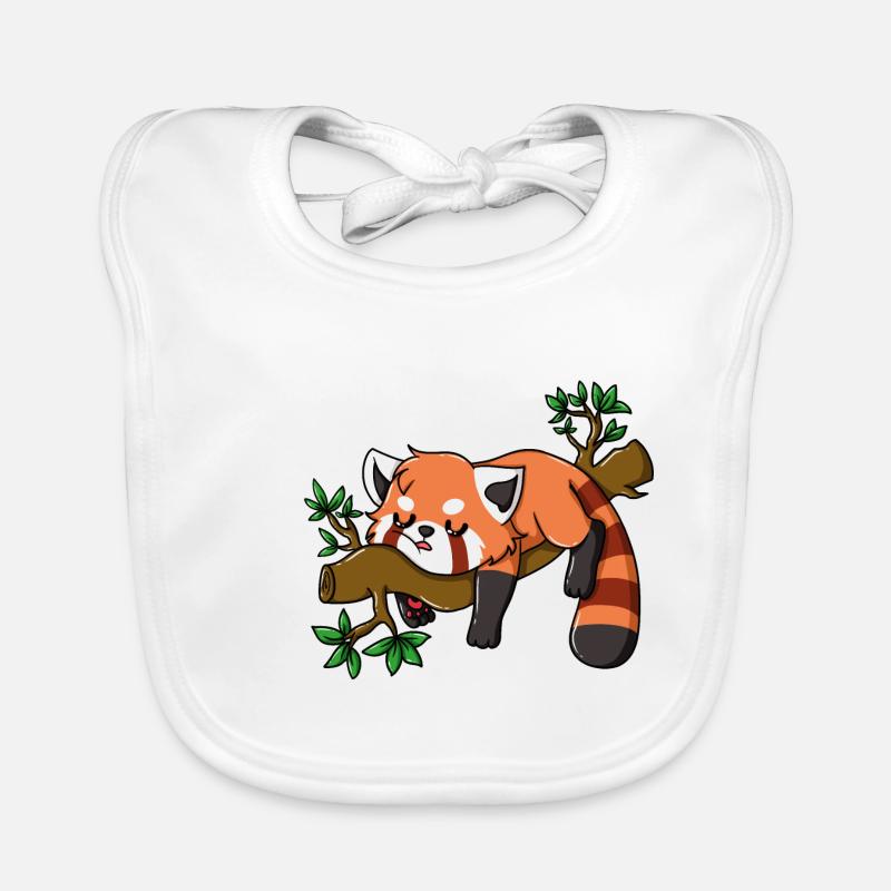 Panda Panda Red Big Big drôle drôle rouge - Bavoir bio Bébé - blanc