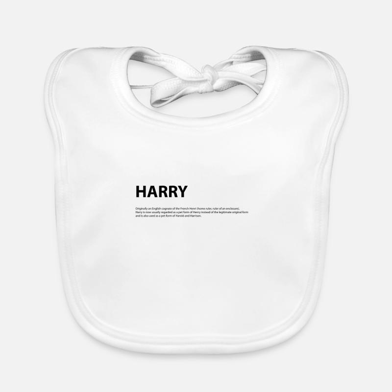 Name Harry Gift idea - Organic Baby Bibs - white