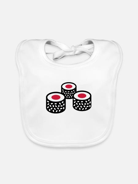 Sushi - Baby Bio-Lätzchen - Weiß - Vorne